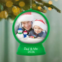 Dad and Me Snow Globe 2026 Photo Frame Ornament