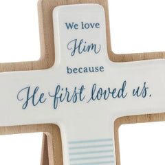 DaySpring Wood and Ceramic Cross With Scripture
