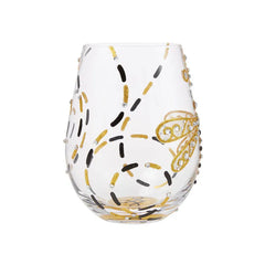 Lolita Dazzling Dragonfly Handpainted Stemless Wine Glass, 20 oz.