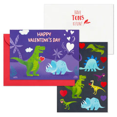 Dinosaur Fun Kids Assorted Valentines With Stickers, Pack of 24