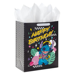 13" Disney Stitch Music Fun Large Gift Bag With Tissue Paper