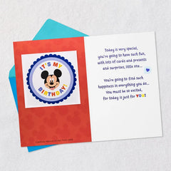 Disney Mickey Mouse Today Is Very Special Birthday Card for Kids With Sticker
