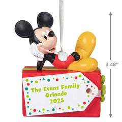 Disney Mickey Mouse Christmas Present Personalized Ornament, Custom Text