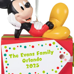 Disney Mickey Mouse Christmas Present Personalized Ornament, Custom Text