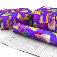 Disney Princess Bold Purple Floral Wrapping Paper Roll, 17.5 sq. ft.