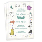 Party Animal Pets Flat Birthday Invitation