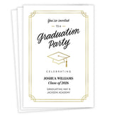 Elegant Gold Border Flat Graduation Party Invitation