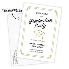 Elegant Gold Border Flat Graduation Party Invitation
