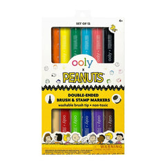 Ooly Peanuts Double-Ended Brush and Stamp Markers, 12-count