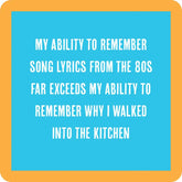 Drinks on Me '80s Song Lyrics Funny Coaster
