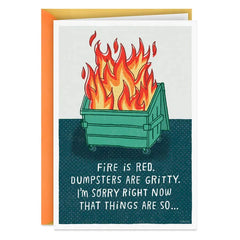 Dumpster Fire Poem Funny Support Card