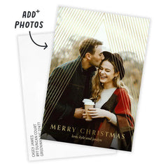 Elegant Gold Stripes Flat Christmas Photo Card