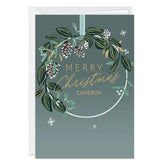 Blessings and Joy Wreath Custom Christmas Card