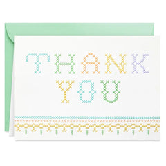 Pastel Cross Stitch Blank Thank You Notes, Pack of 10