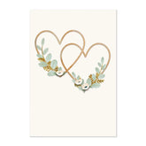 Entwined Floral Heart Wreaths Wedding Card