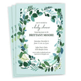 Eucalyptus Wreath Flat Baby Shower Invitation