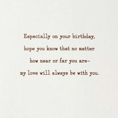 My Love Is With You Near or Far Birthday Card for Son