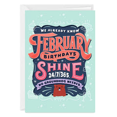 February Shines Custom Birthday Card