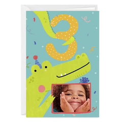 Festive Crocodile Custom 3rd Birthday Card