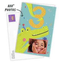 Festive Crocodile Custom 3rd Birthday Card