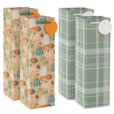 13" Festive Fall 4-Pack Wine Gift Bags Assortment