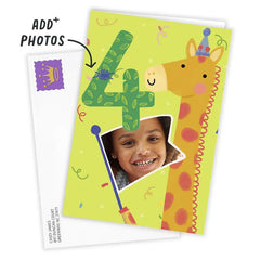 Festive Giraffe Custom 4th Birthday Card