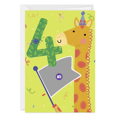 Festive Giraffe Custom 4th Birthday Card