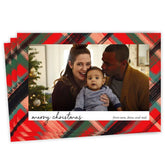 Festive Plaid Flat Christmas Photo Card