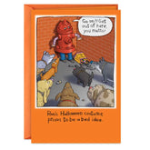 Fire Hydrant Costume and Dogs Funny Halloween Card