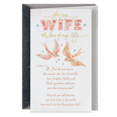 My Wife, the Love of My Life Religious Anniversary Card from Husband