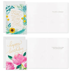 Assorted Floral Birthday Cards, Pack of 12