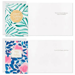 Assorted Floral Birthday Cards, Pack of 12