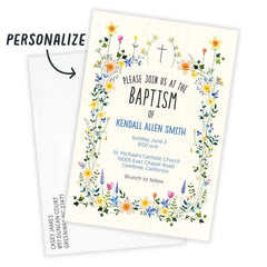 Wildflowers and Cross Flat Baptism Invitation