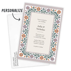 Arts and Crafts Floral Flat Wedding Invitation