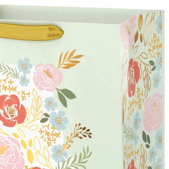 13" Tiered Floral Cake on Light Green Large Gift Bag