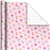 Cupcakes on Pink Wrapping Paper Roll, 20 sq. ft.