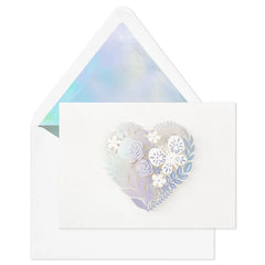 Floral Laser Foil Heart Blank Note Cards, Box of 8