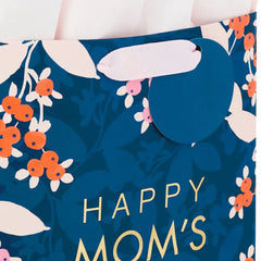9.6" Floral on Navy Medium Mother's Day Gift Bag With Tissue