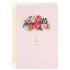 Pink Floral Umbrella Bridal Shower Card