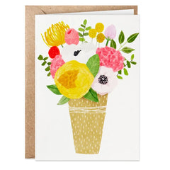 Floral Vase Boxed Blank Notes With Customizable Stickers, Pack of 10