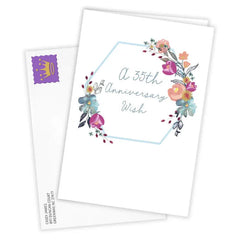 Modern Floral Wreath Custom Anniversary Card