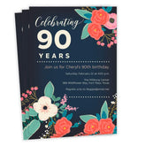 Pink Blossoms Milestone Celebration Flat Birthday Invitation