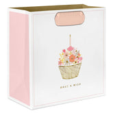 7.7" Make a Wish Floral Cupcake Medium Gift Bag