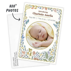 Sweet Floral Fantasy Flat Birth Announcement