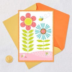 Flowers and Bee Blank Card