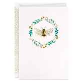 Bee in Hexagon of Flowers Blank Card