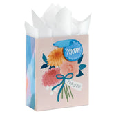 6.5" Mum Bouquet on Pink Small Mother's Day Gift Bag With Tissue Paper