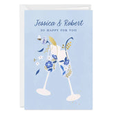 Floral Champagne Toast Custom Wedding Card