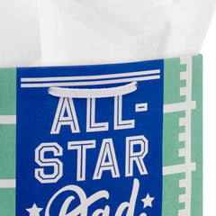 9.6" All-Star Dad Football Field Medium Father's Day Gift Bag With Tissue Paper