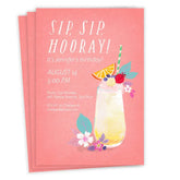 Sip Sip Hooray Fruity Drink Flat Birthday Invitation